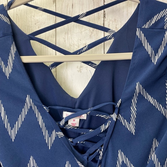 Xhilaration Blue Dress with Zigzag Design size Medium - Picture 6 of 10